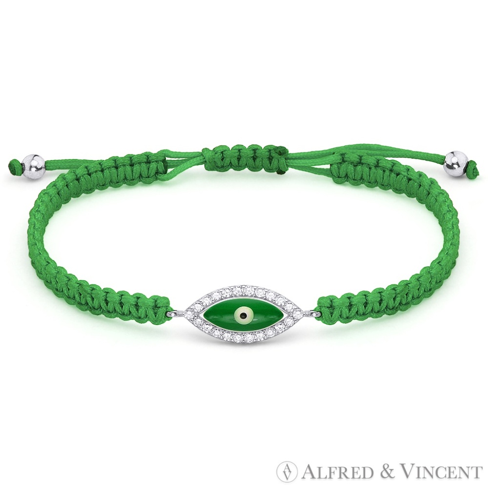 Evil Eye Macrame Bracelet in .925 Sterling Silver